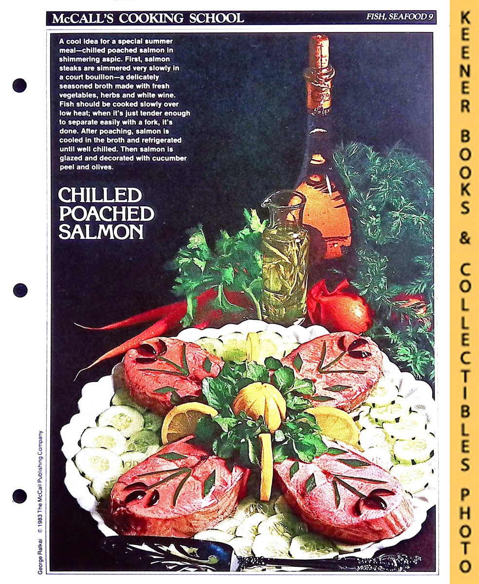 LANGAN, MARIANNE / WING, LUCY (EDITORS) - Mccall's Cooking School Recipe Card: Fish, Seafood 9 - Salmon Steaks en Gelee : Replacement Mccall's Recipage or Recipe Card for 3-Ring Binders : Mccall's Cooking School Cookbook Series