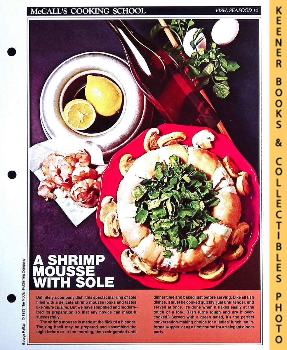 LANGAN, MARIANNE / WING, LUCY (EDITORS) - Mccall's Cooking School Recipe Card: Fish, Seafood 10 - a Shrimp Mousse with Sole : Replacement Mccall's Recipage or Recipe Card for 3-Ring Binders : Mccall's Cooking School Cookbook Series