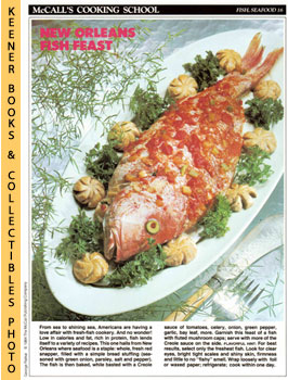LANGAN, MARIANNE / WING, LUCY (EDITORS) - Mccall's Cooking School Recipe Card: Fish, Seafood 16 - Baked Stuffed Red Snapper with Creole Sauce : Replacement Mccall's Recipage or Recipe Card for 3-Ring Binders : Mccall's Cooking School Cookbook Series