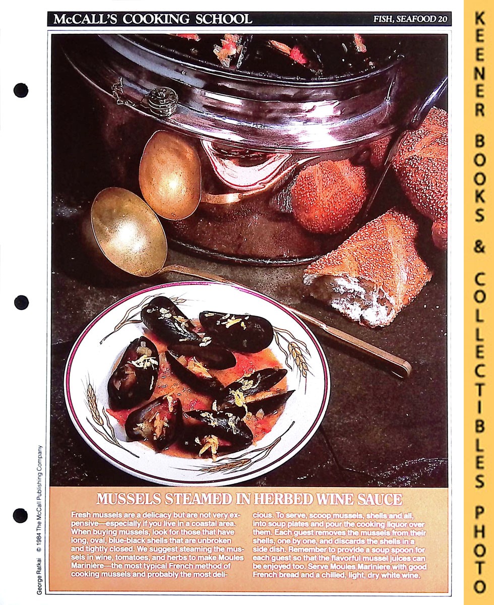 LANGAN, MARIANNE / WING, LUCY (EDITORS) - Mccall's Cooking School Recipe Card: Fish, Seafood 20 - Moules Mariniere : Replacement Mccall's Recipage or Recipe Card for 3-Ring Binders : Mccall's Cooking School Cookbook Series