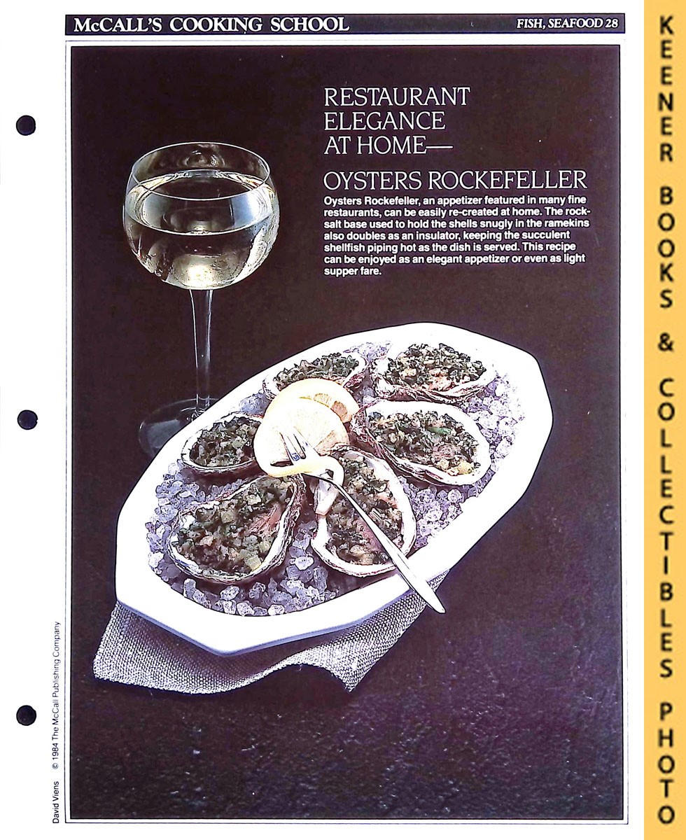 LANGAN, MARIANNE / WING, LUCY (EDITORS) - Mccall's Cooking School Recipe Card: Fish, Seafood 28 - Oysters Rockefeller : Replacement Mccall's Recipage or Recipe Card for 3-Ring Binders : Mccall's Cooking School Cookbook Series