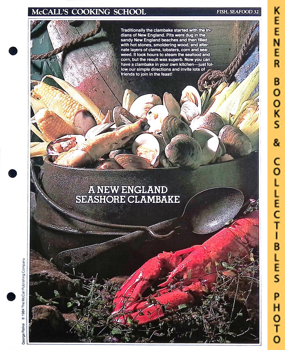 LANGAN, MARIANNE / WING, LUCY (EDITORS) - Mccall's Cooking School Recipe Card: Fish, Seafood 32 - New England Clambake : Replacement Mccall's Recipage or Recipe Card for 3-Ring Binders : Mccall's Cooking School Cookbook Series