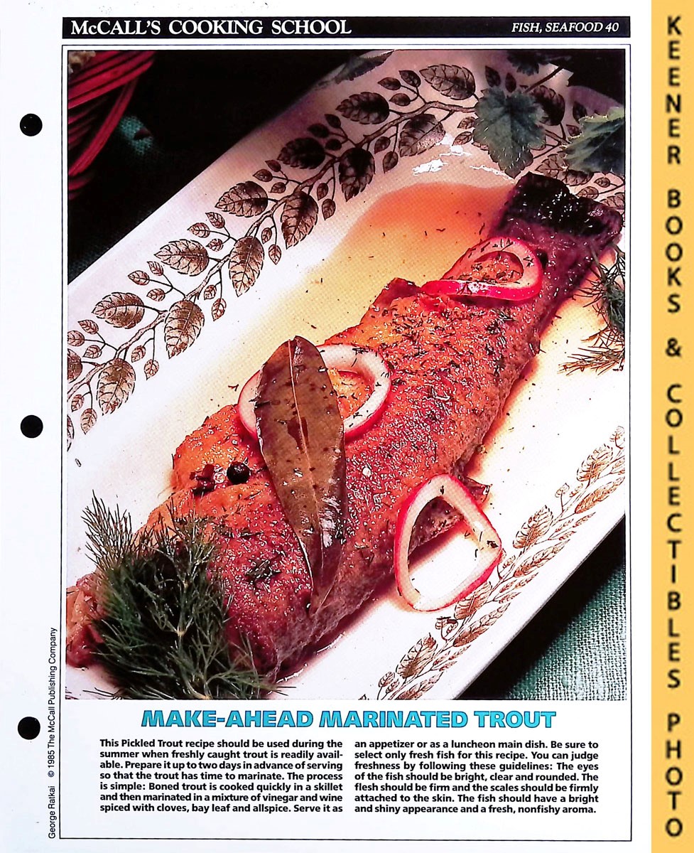 LANGAN, MARIANNE / WING, LUCY (EDITORS) - Mccall's Cooking School Recipe Card: Fish, Seafood 40 - Pickled Trout : Replacement Mccall's Recipage or Recipe Card for 3-Ring Binders : Mccall's Cooking School Cookbook Series