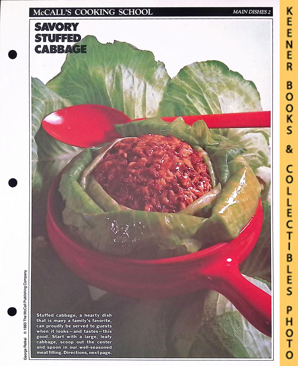 LANGAN, MARIANNE / WING, LUCY (EDITORS) - Mccall's Cooking School Recipe Card: Main Dishes 2 - Stuffed Green Cabbage : Replacement Mccall's Recipage or Recipe Card for 3-Ring Binders : Mccall's Cooking School Cookbook Series