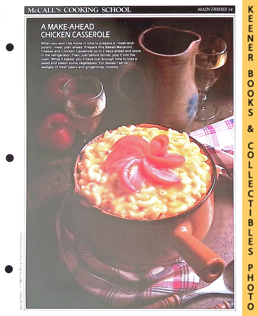 LANGAN, MARIANNE / WING, LUCY (EDITORS) - Mccall's Cooking School Recipe Card: Main Dishes 14 - Baked Macaroni, Cheese and Chicken Casserole : Replacement Mccall's Recipage or Recipe Card for 3-Ring Binders : Mccall's Cooking School Cookbook Series