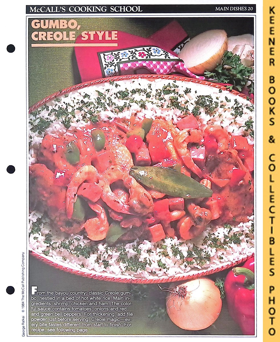 LANGAN, MARIANNE / WING, LUCY (EDITORS) - Mccall's Cooking School Recipe Card: Main Dishes 20 - Creole Gumbo : Replacement Mccall's Recipage or Recipe Card for 3-Ring Binders : Mccall's Cooking School Cookbook Series