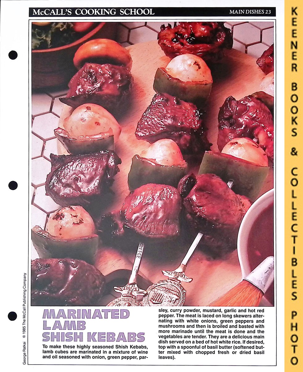 LANGAN, MARIANNE / WING, LUCY (EDITORS) - Mccall's Cooking School Recipe Card: Main Dishes 23 - Shish Kebabs : Replacement Mccall's Recipage or Recipe Card for 3-Ring Binders : Mccall's Cooking School Cookbook Series