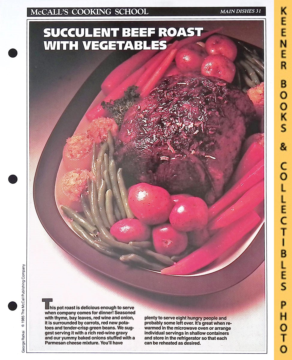 LANGAN, MARIANNE / WING, LUCY (EDITORS) - Mccall's Cooking School Recipe Card: Main Dishes 31 - Pot Roast in Red Wine with Baked Stuffed Onions : Replacement Mccall's Recipage or Recipe Card for 3-Ring Binders : Mccall's Cooking School Cookbook Series