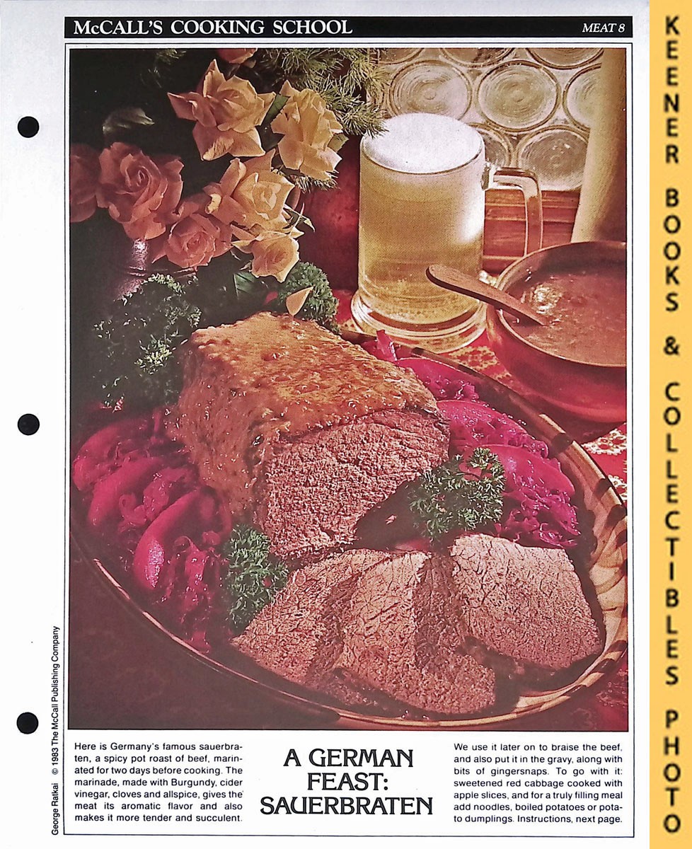 LANGAN, MARIANNE / WING, LUCY (EDITORS) - Mccall's Cooking School Recipe Card: Meat 8 - Sauerbraten with Red Cabbage : Replacement Mccall's Recipage or Recipe Card for 3-Ring Binders : Mccall's Cooking School Cookbook Series