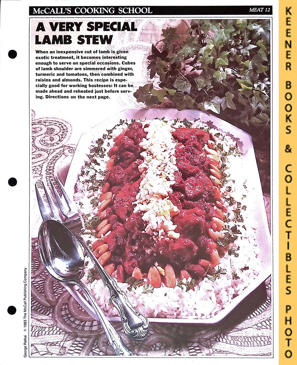 LANGAN, MARIANNE / WING, LUCY (EDITORS) - Mccall's Cooking School Recipe Card: Meat 12 - Moroccan Lamb Stew : Replacement Mccall's Recipage or Recipe Card for 3-Ring Binders : Mccall's Cooking School Cookbook Series