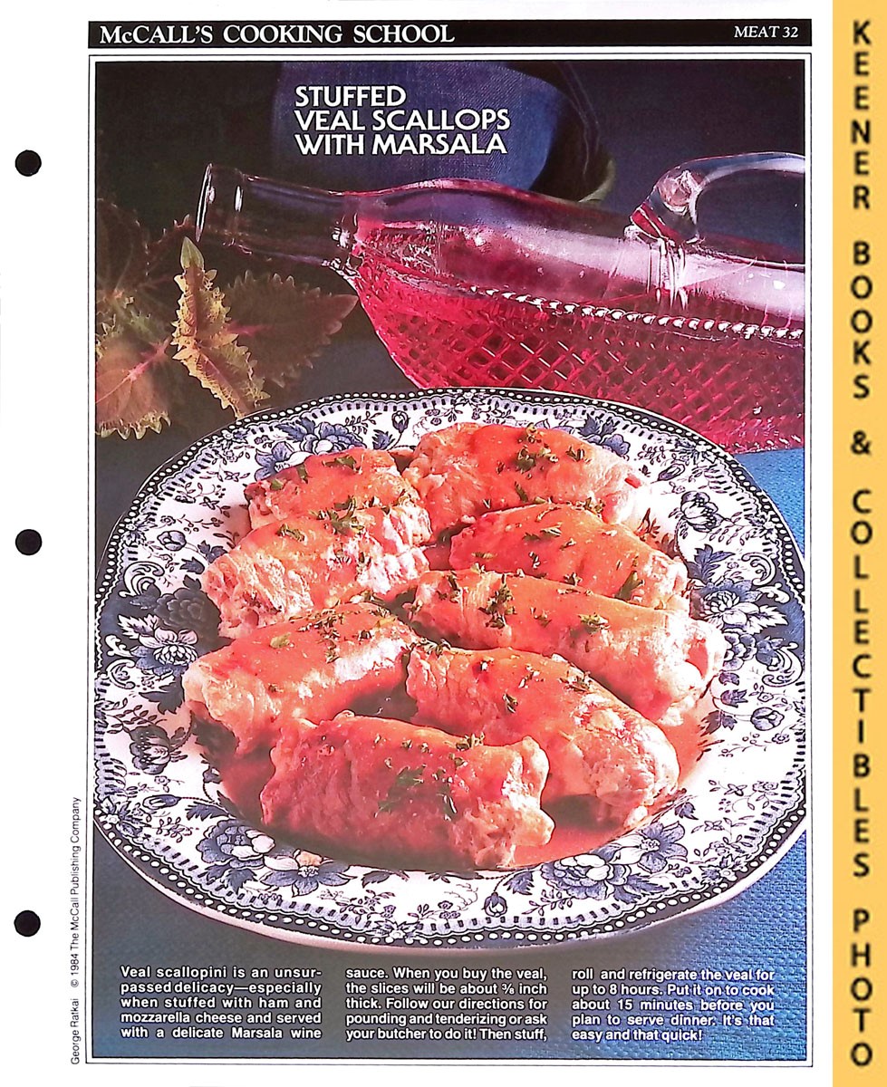 LANGAN, MARIANNE / WING, LUCY (EDITORS) - Mccall's Cooking School Recipe Card: Meat 32 - Veal Rolls Marsala : Replacement Mccall's Recipage or Recipe Card for 3-Ring Binders : Mccall's Cooking School Cookbook Series
