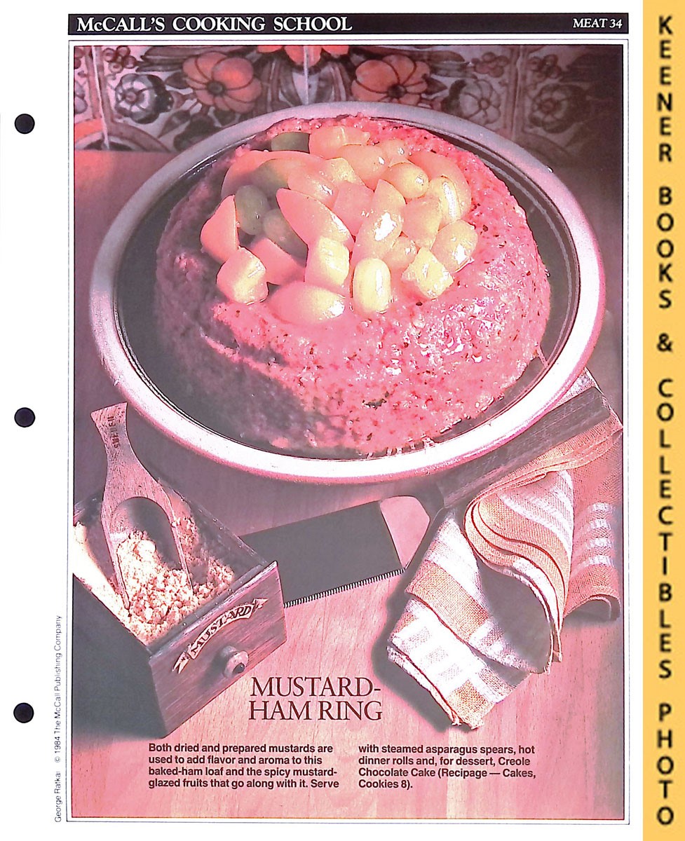 LANGAN, MARIANNE / WING, LUCY (EDITORS) - Mccall's Cooking School Recipe Card: Meat 34 - Ham-Loaf Ring with Mustard-Glazed Fruits : Replacement Mccall's Recipage or Recipe Card for 3-Ring Binders : Mccall's Cooking School Cookbook Series