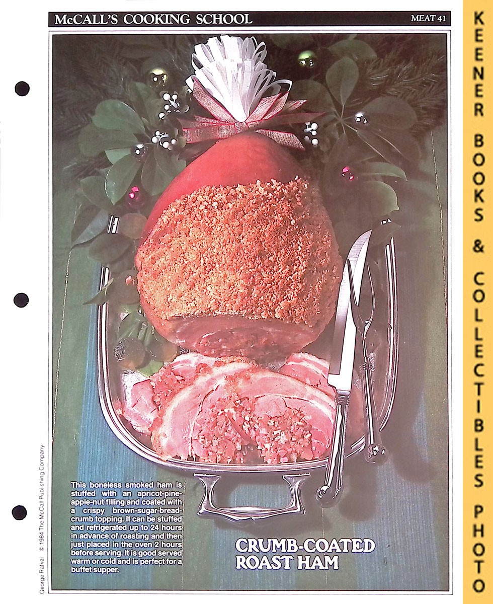 LANGAN, MARIANNE / WING, LUCY (EDITORS) - Mccall's Cooking School Recipe Card: Meat 41 - Roast Ham with Apricot-Pecan Stuffing : Replacement Mccall's Recipage or Recipe Card for 3-Ring Binders : Mccall's Cooking School Cookbook Series