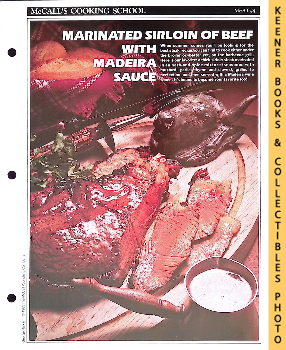 LANGAN, MARIANNE / WING, LUCY (EDITORS) - Mccall's Cooking School Recipe Card: Meat 44 - Spiced Sirloin Steak Madeira : Replacement Mccall's Recipage or Recipe Card for 3-Ring Binders : Mccall's Cooking School Cookbook Series