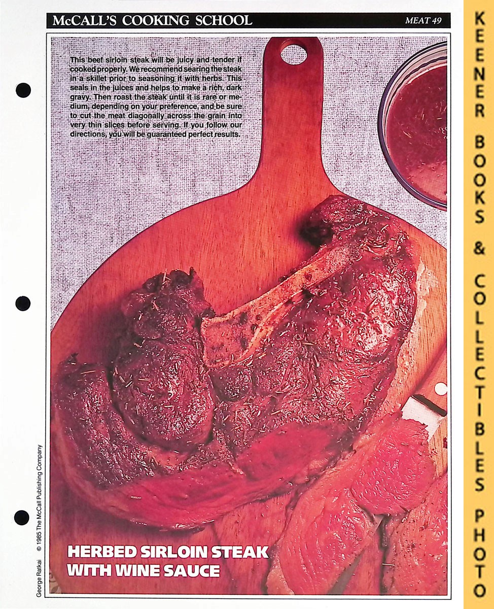 LANGAN, MARIANNE / WING, LUCY (EDITORS) - Mccall's Cooking School Recipe Card: Meat 49 - Sirloin Steak with Herbs : Replacement Mccall's Recipage or Recipe Card for 3-Ring Binders : Mccall's Cooking School Cookbook Series
