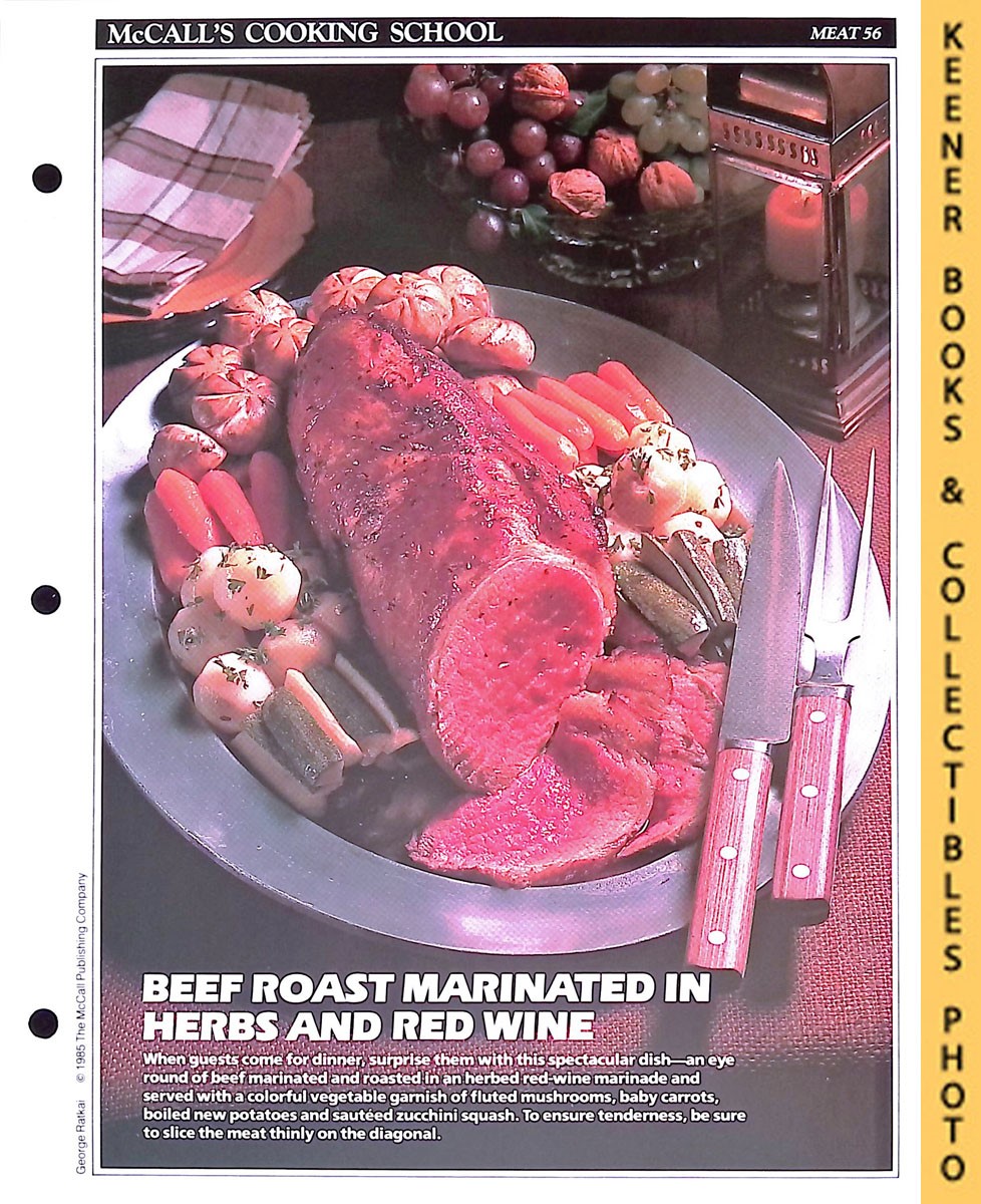 LANGAN, MARIANNE / WING, LUCY (EDITORS) - Mccall's Cooking School Recipe Card: Meat 56 - Roast Eye Round of Beef : Replacement Mccall's Recipage or Recipe Card for 3-Ring Binders : Mccall's Cooking School Cookbook Series
