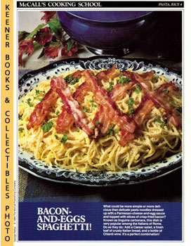 LANGAN, MARIANNE / WING, LUCY (EDITORS) - Mccall's Cooking School Recipe Card: Pasta, Rice 4 - Linguine Carbonara : Replacement Mccall's Recipage or Recipe Card for 3-Ring Binders : Mccall's Cooking School Cookbook Series