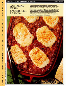 LANGAN, MARIANNE / WING, LUCY (EDITORS) - Mccall's Cooking School Recipe Card: Pasta, Rice 11 - Lasagna : Replacement Mccall's Recipage or Recipe Card for 3-Ring Binders : Mccall's Cooking School Cookbook Series