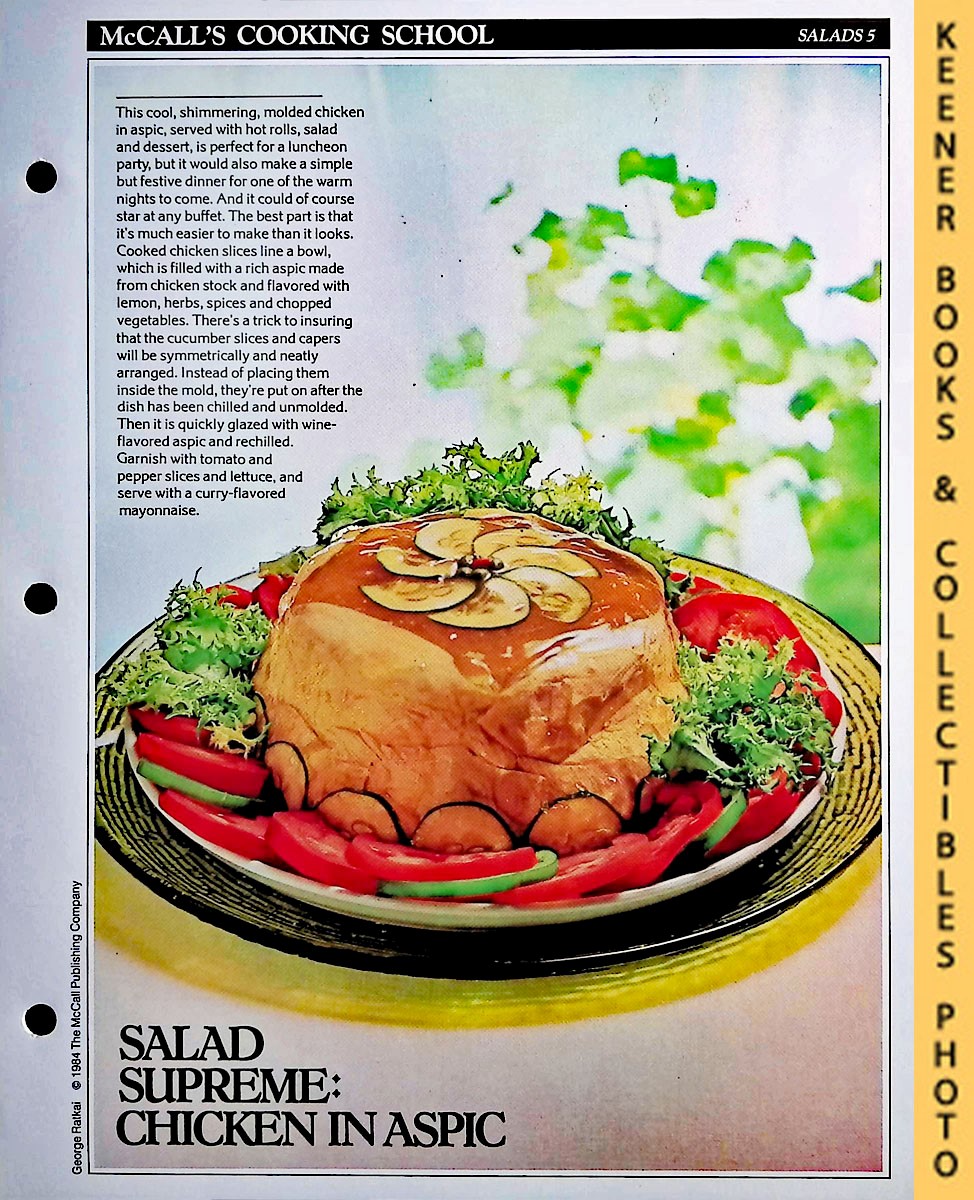 LANGAN, MARIANNE / WING, LUCY (EDITORS) - Mccall's Cooking School Recipe Card: Salads 5 - Chicken Salad in Aspic : Replacement Mccall's Recipage or Recipe Card for 3-Ring Binders : Mccall's Cooking School Cookbook Series