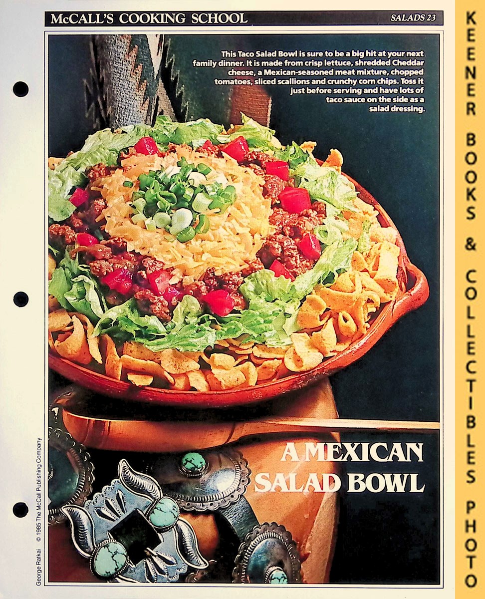 LANGAN, MARIANNE / WING, LUCY (EDITORS) - Mccall's Cooking School Recipe Card: Salads 23 - Taco Salad Bowl : Replacement Mccall's Recipage or Recipe Card for 3-Ring Binders : Mccall's Cooking School Cookbook Series