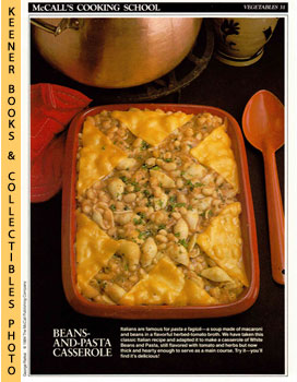 LANGAN, MARIANNE / WING, LUCY (EDITORS) - Mccall's Cooking School Recipe Card: Vegetables 31 - White Beans with Pasta : Replacement Mccall's Recipage or Recipe Card for 3-Ring Binders : Mccall's Cooking School Cookbook Series