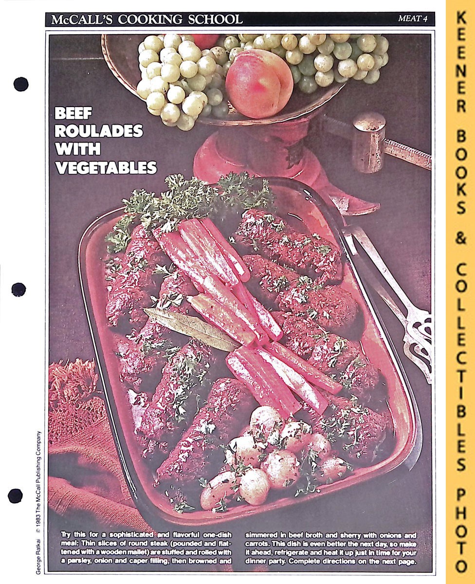 LANGAN, MARIANNE / WING, LUCY (EDITORS) - Mccall's Cooking School Recipe Card: Meat 4 - Beef Roulades with Vegetables : Replacement Mccall's Recipage or Recipe Card for 3-Ring Binders : Mccall's Cooking School Cookbook Series