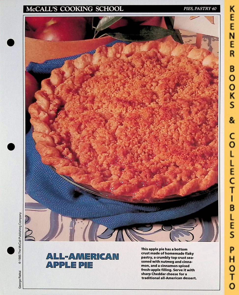LANGAN, MARIANNE / WING, LUCY (EDITORS) - Mccall's Cooking School Recipe Card: Pies, Pastry 40 - Dutch Apple Pie : Replacement Mccall's Recipage or Recipe Card for 3-Ring Binders : Mccall's Cooking School Cookbook Series