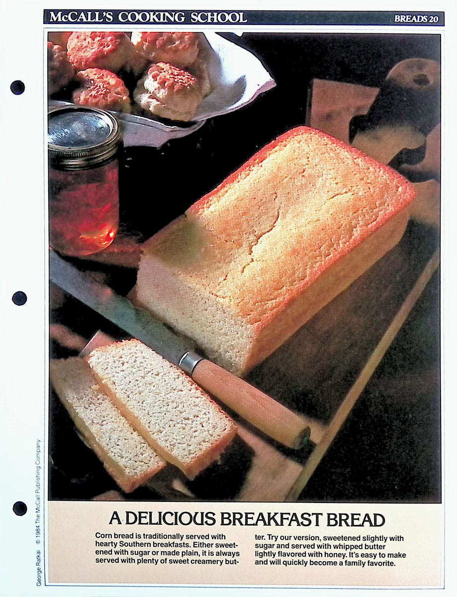 LANGAN, MARIANNE / WING, LUCY (EDITORS) - Mccall's Cooking School Recipe Card: Breads 20 - Tennessee Corn Bread with Whipped Honey Butter : Replacement Mccall's Recipage or Recipe Card for 3-Ring Binders : Mccall's Cooking School Cookbook Series