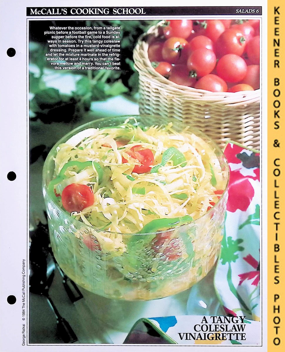 LANGAN, MARIANNE / WING, LUCY (EDITORS) - Mccall's Cooking School Recipe Card: Salads 6 - Coleslaw with Tomatoes : Replacement Mccall's Recipage or Recipe Card for 3-Ring Binders : Mccall's Cooking School Cookbook Series