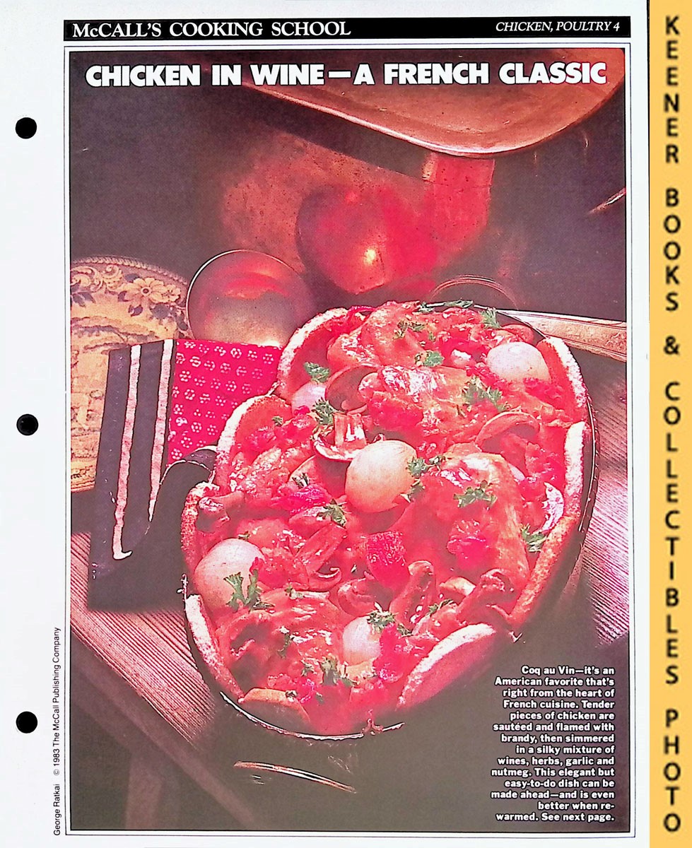 LANGAN, MARIANNE / WING, LUCY (EDITORS) - Mccall's Cooking School Recipe Card: Chicken, Poultry 4 - Coq Au Vin : Replacement Mccall's Recipage or Recipe Card for 3-Ring Binders : Mccall's Cooking School Cookbook Series