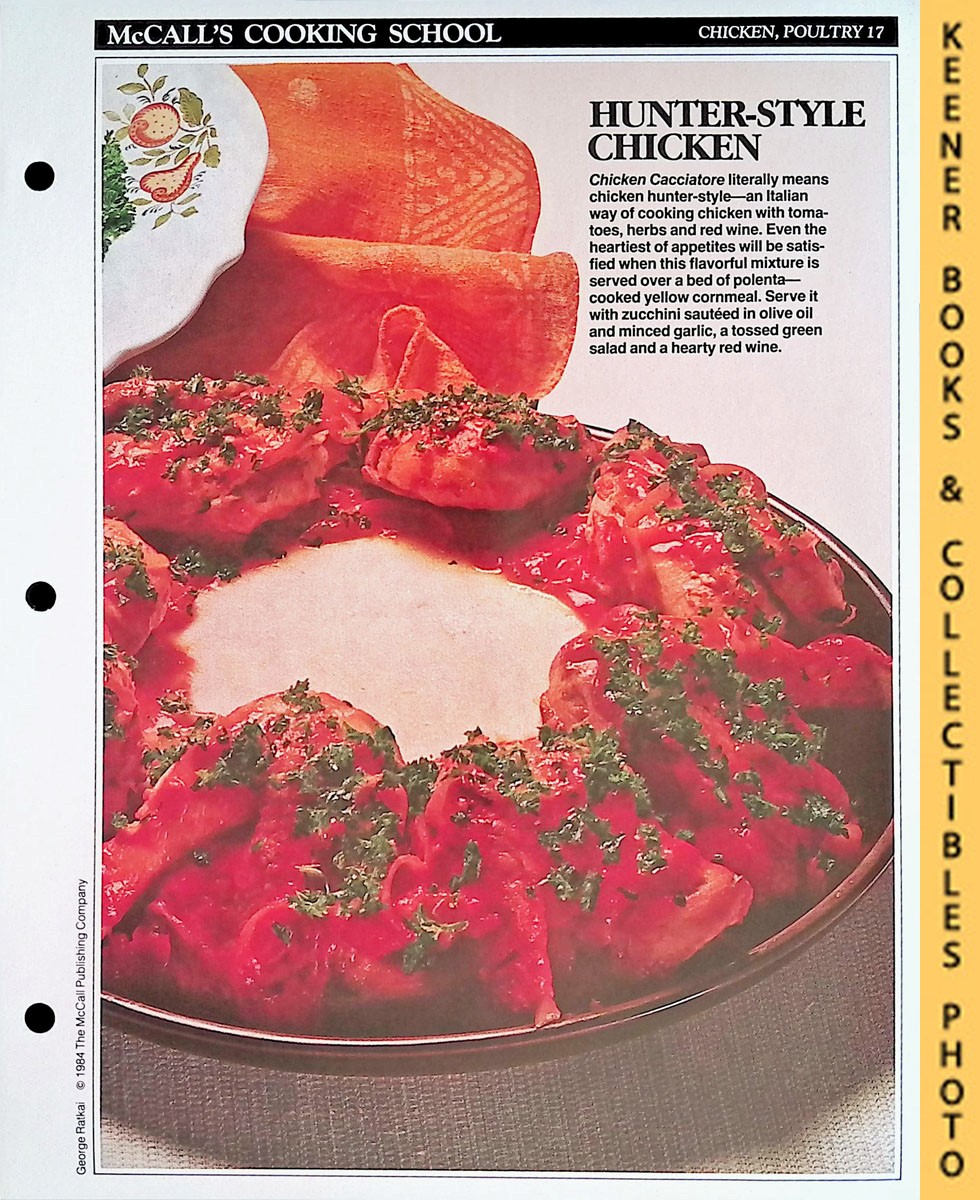 LANGAN, MARIANNE / WING, LUCY (EDITORS) - Mccall's Cooking School Recipe Card: Chicken, Poultry 17 - Chicken Cacciatore with Polenta : Replacement Mccall's Recipage or Recipe Card for 3-Ring Binders : Mccall's Cooking School Cookbook Series