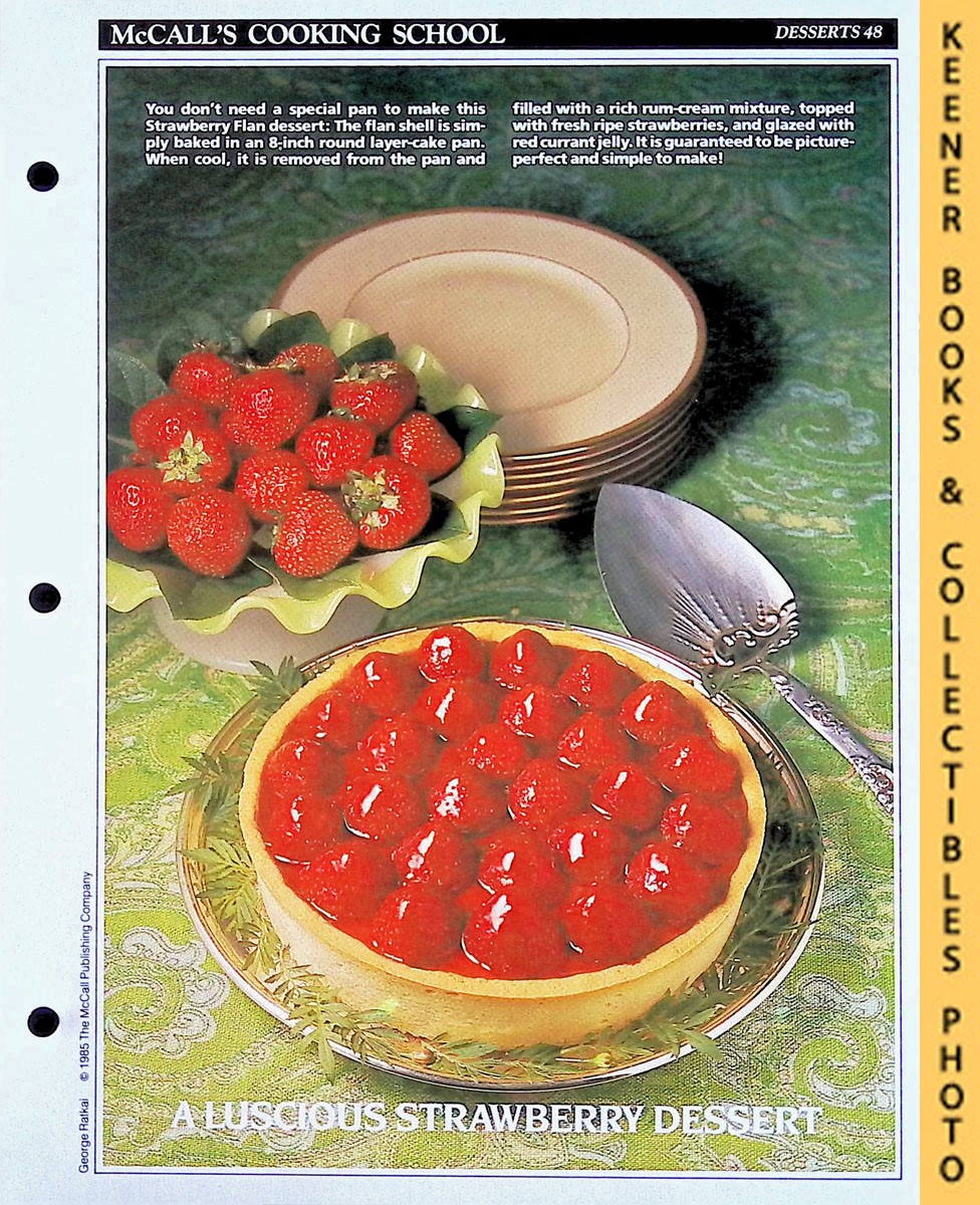 LANGAN, MARIANNE / WING, LUCY (EDITORS) - Mccall's Cooking School Recipe Card: Desserts 48 - Strawberry Flan : Replacement Mccall's Recipage or Recipe Card for 3-Ring Binders : Mccall's Cooking School Cookbook Series