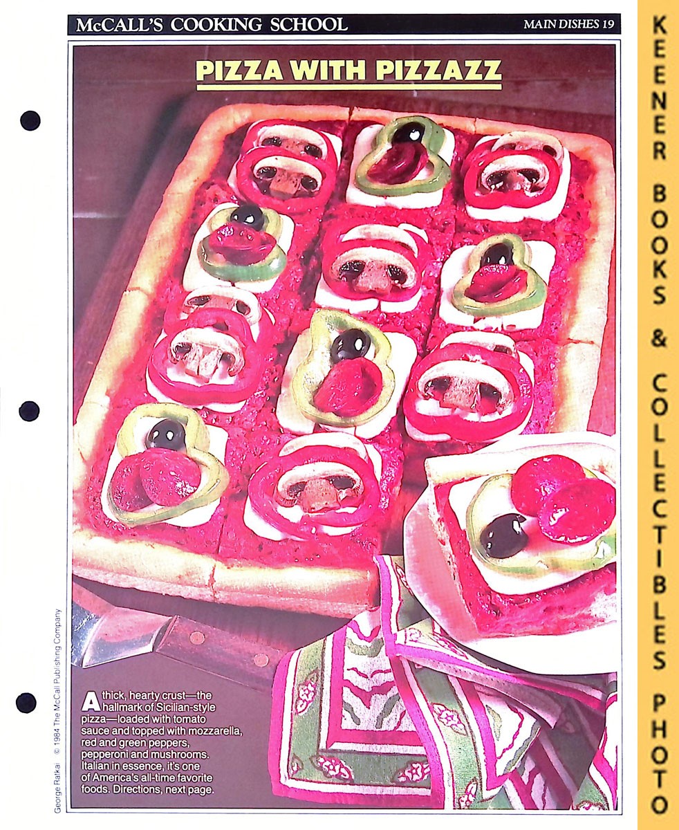 LANGAN, MARIANNE / WING, LUCY (EDITORS) - Mccall's Cooking School Recipe Card: Main Dishes 19 - Sicilian Pizza : Replacement Mccall's Recipage or Recipe Card for 3-Ring Binders : Mccall's Cooking School Cookbook Series