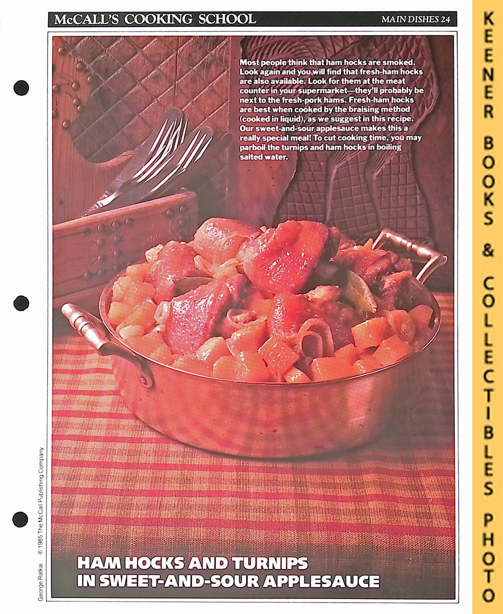 LANGAN, MARIANNE / WING, LUCY (EDITORS) - Mccall's Cooking School Recipe Card: Main Dishes 24 - Fresh-Ham Hocks, Country Style : Replacement Mccall's Recipage or Recipe Card for 3-Ring Binders : Mccall's Cooking School Cookbook Series