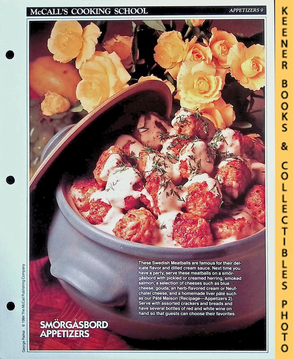 LANGAN, MARIANNE / WING, LUCY (EDITORS) - Mccall's Cooking School Recipe Card: Appetizers 9 - Swedish Meatballs : Replacement Mccall's Recipage or Recipe Card for 3-Ring Binders : Mccall's Cooking School Cookbook Series
