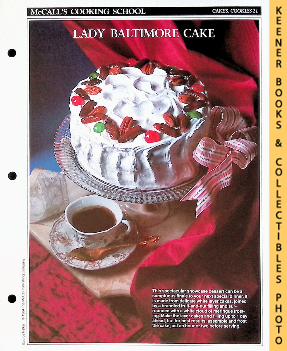 LANGAN, MARIANNE / WING, LUCY (EDITORS) - Mccall's Cooking School Recipe Card: Cakes, Cookies 21 - Lady Baltimore Cake : Replacement Mccall's Recipage or Recipe Card for 3-Ring Binders : Mccall's Cooking School Cookbook Series