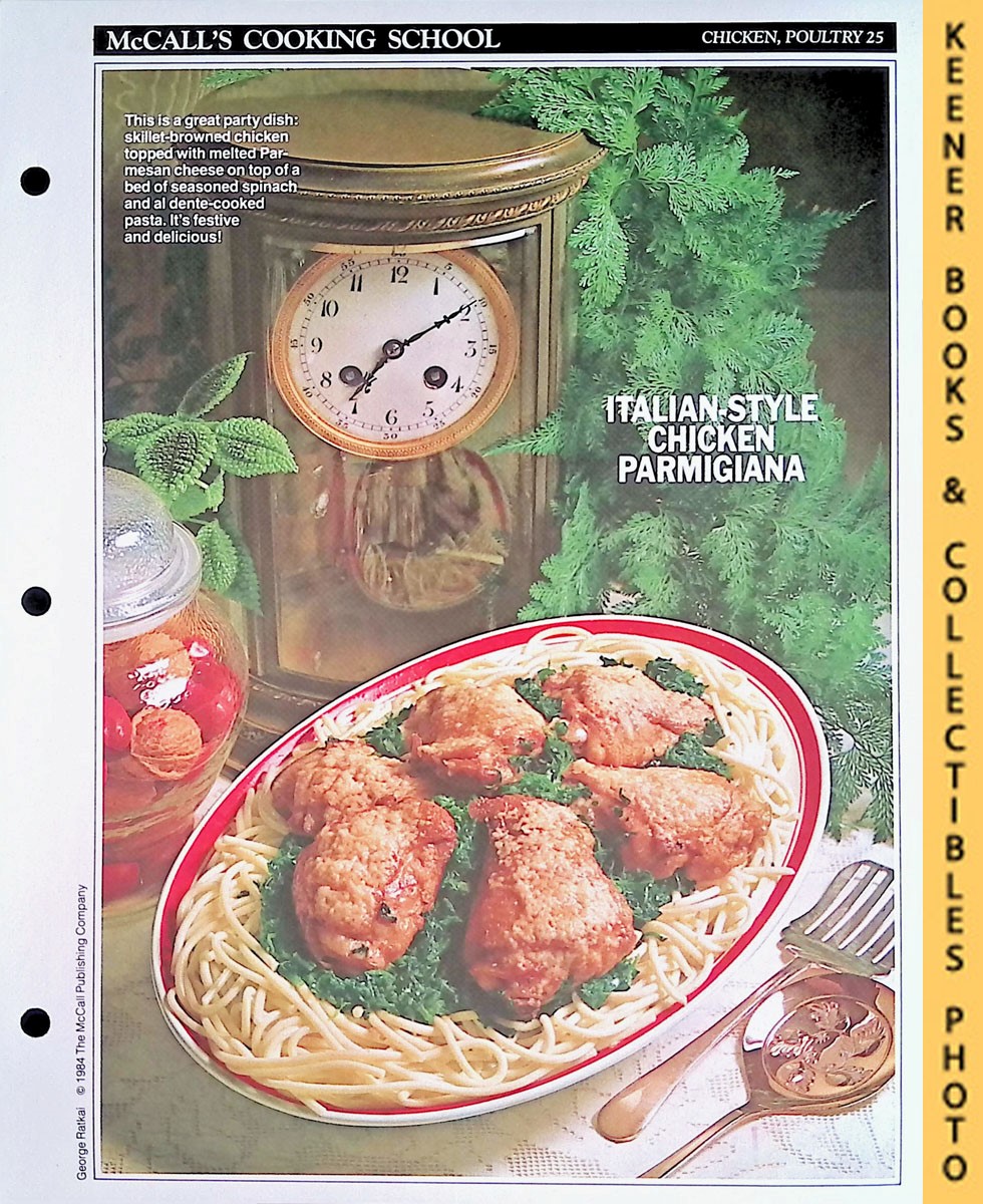 LANGAN, MARIANNE / WING, LUCY (EDITORS) - Mccall's Cooking School Recipe Card: Chicken, Poultry 25 - Chicken Thighs Parmigiana : Replacement Mccall's Recipage or Recipe Card for 3-Ring Binders : Mccall's Cooking School Cookbook Series