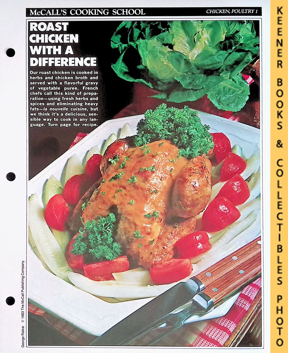 LANGAN, MARIANNE / WING, LUCY (EDITORS) - Mccall's Cooking School Recipe Card: Chicken, Poultry 1 - Roast Chicken Nouvelle Cuisine : Replacement Mccall's Recipage or Recipe Card for 3-Ring Binders : Mccall's Cooking School Cookbook Series