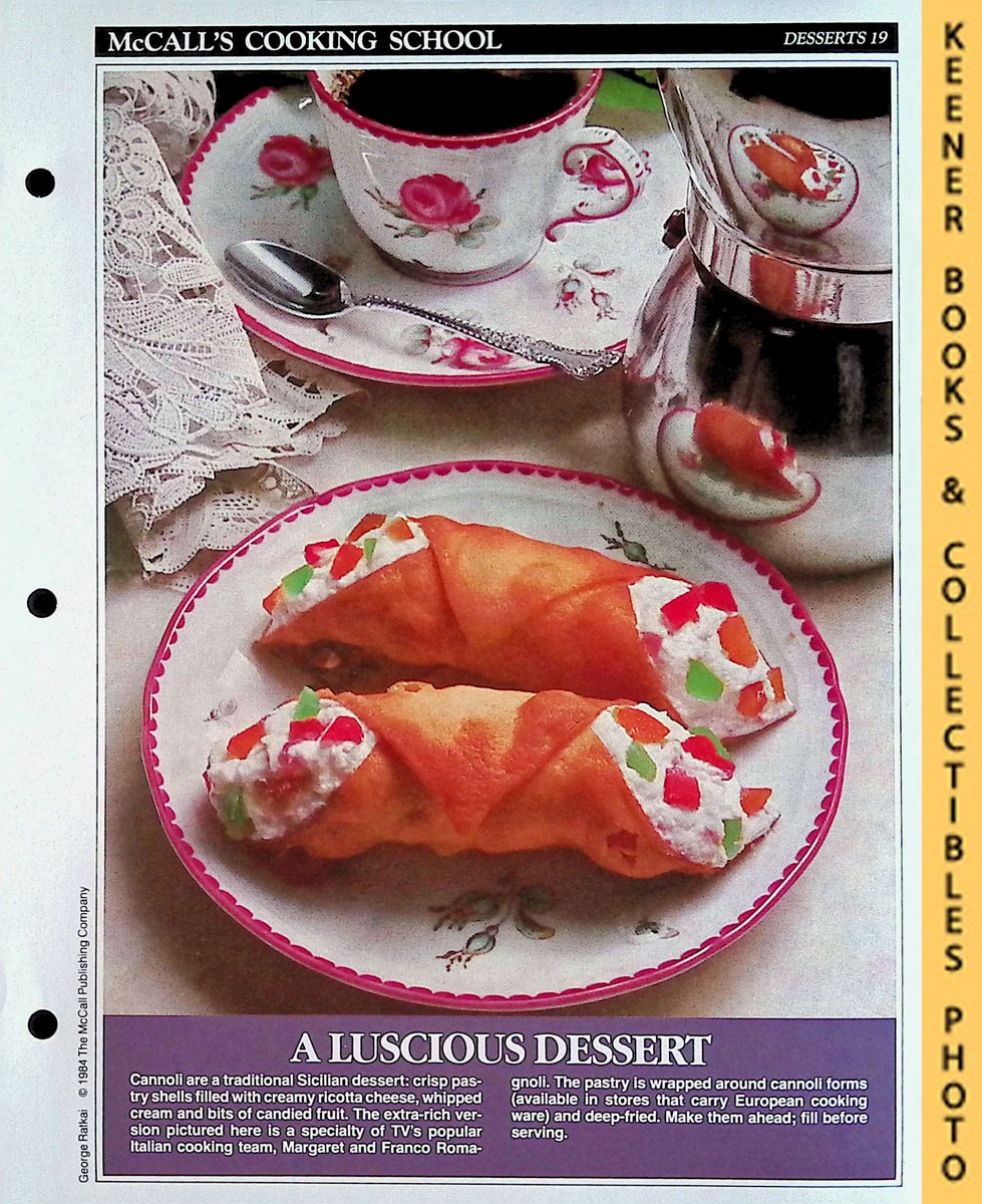 LANGAN, MARIANNE / WING, LUCY (EDITORS) - Mccall's Cooking School Recipe Card: Desserts 19 - Cannoli : Replacement Mccall's Recipage or Recipe Card for 3-Ring Binders : Mccall's Cooking School Cookbook Series