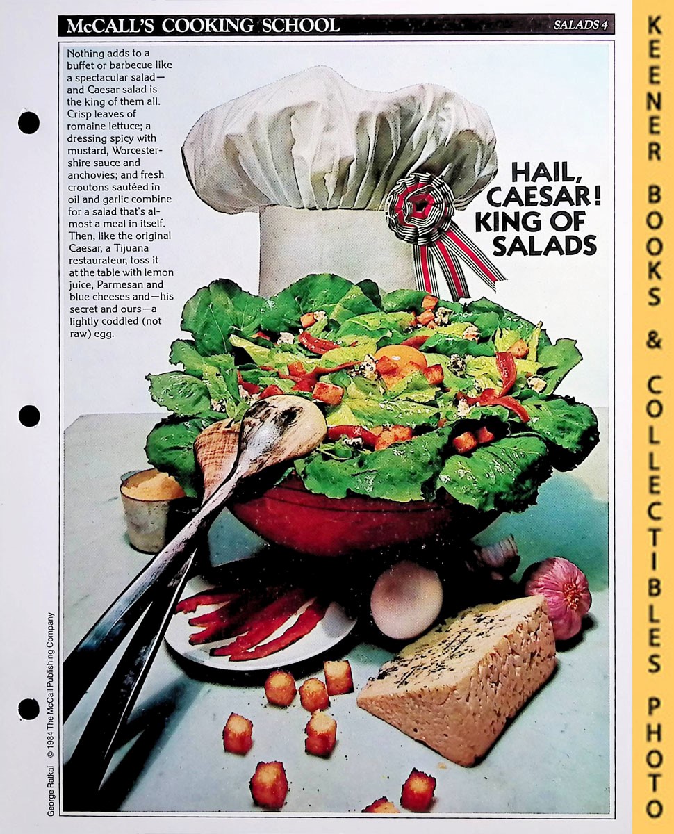LANGAN, MARIANNE / WING, LUCY (EDITORS) - Mccall's Cooking School Recipe Card: Salads 4 - Caesar Salad : Replacement Mccall's Recipage or Recipe Card for 3-Ring Binders : Mccall's Cooking School Cookbook Series
