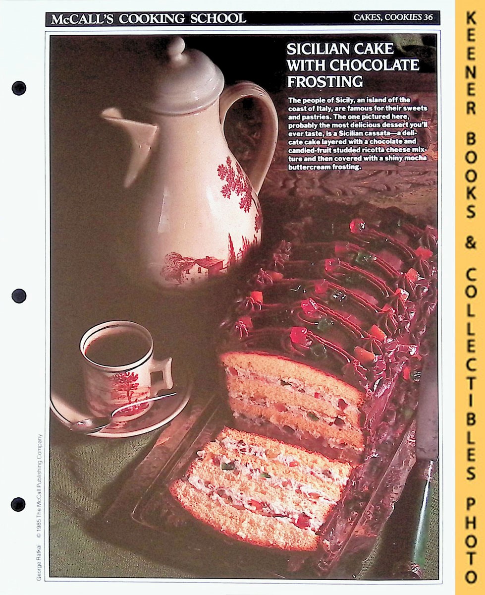 LANGAN, MARIANNE / WING, LUCY (EDITORS) - Mccall's Cooking School Recipe Card: Cakes, Cookies 36 - Cassata Alla Siciliana : Replacement Mccall's Recipage or Recipe Card for 3-Ring Binders : Mccall's Cooking School Cookbook Series