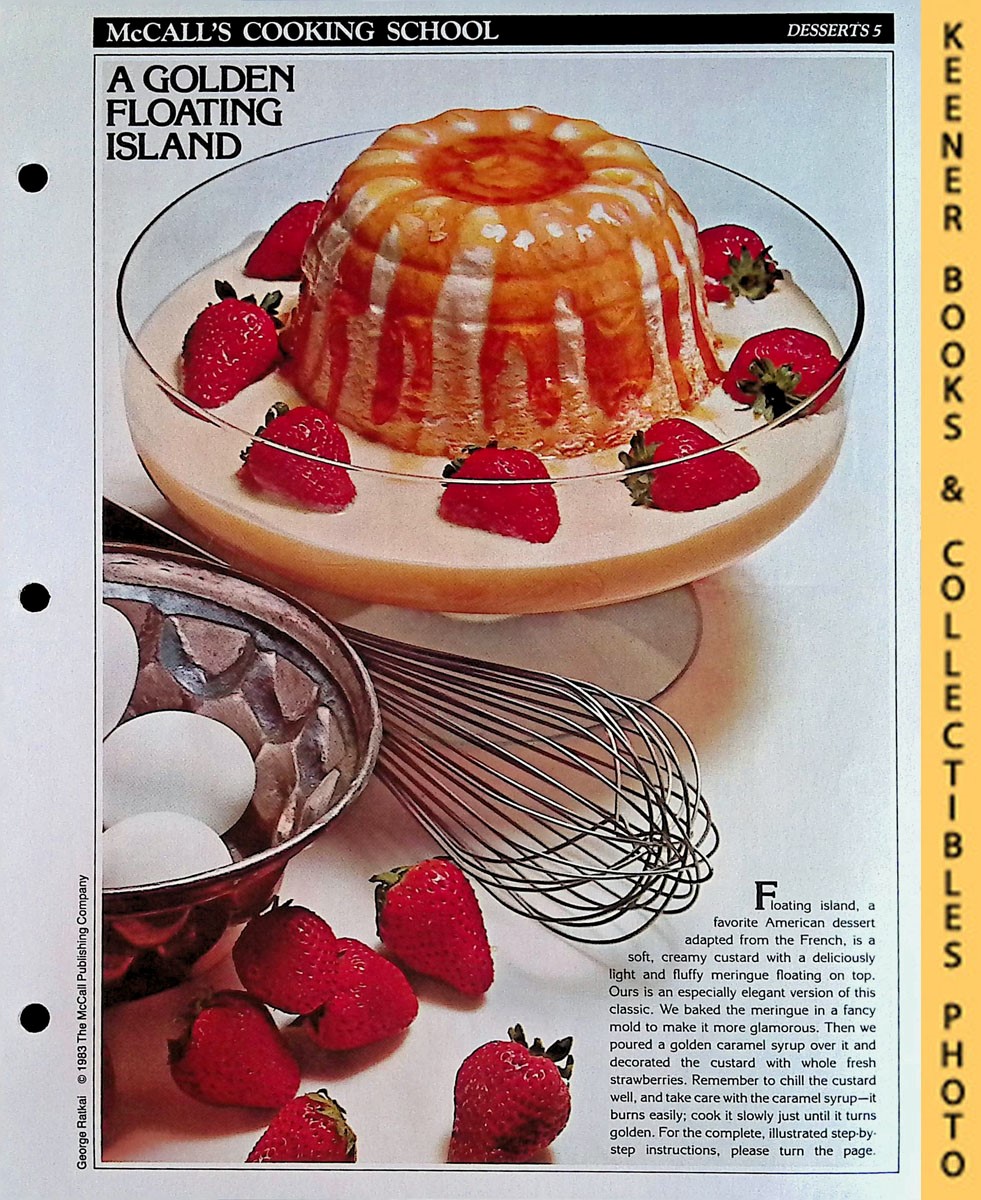 LANGAN, MARIANNE / WING, LUCY (EDITORS) - Mccall's Cooking School Recipe Card: Desserts 5 - a Golden Floating Island : Replacement Mccall's Recipage or Recipe Card for 3-Ring Binders : Mccall's Cooking School Cookbook Series