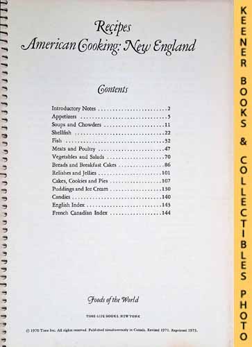 TIME-LIFE BOOKS EDITORS - Recipes: American Cooking: New England: Foods of the World Series