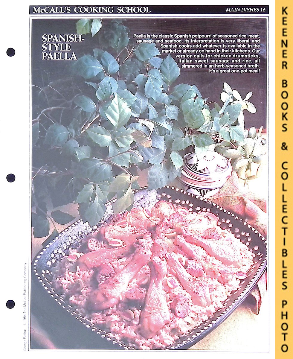 LANGAN, MARIANNE / WING, LUCY (EDITORS) - Mccall's Cooking School Recipe Card: Main Dishes 16 - Drumstick-and-Sausage Paella : Replacement Mccall's Recipage or Recipe Card for 3-Ring Binders : Mccall's Cooking School Cookbook Series