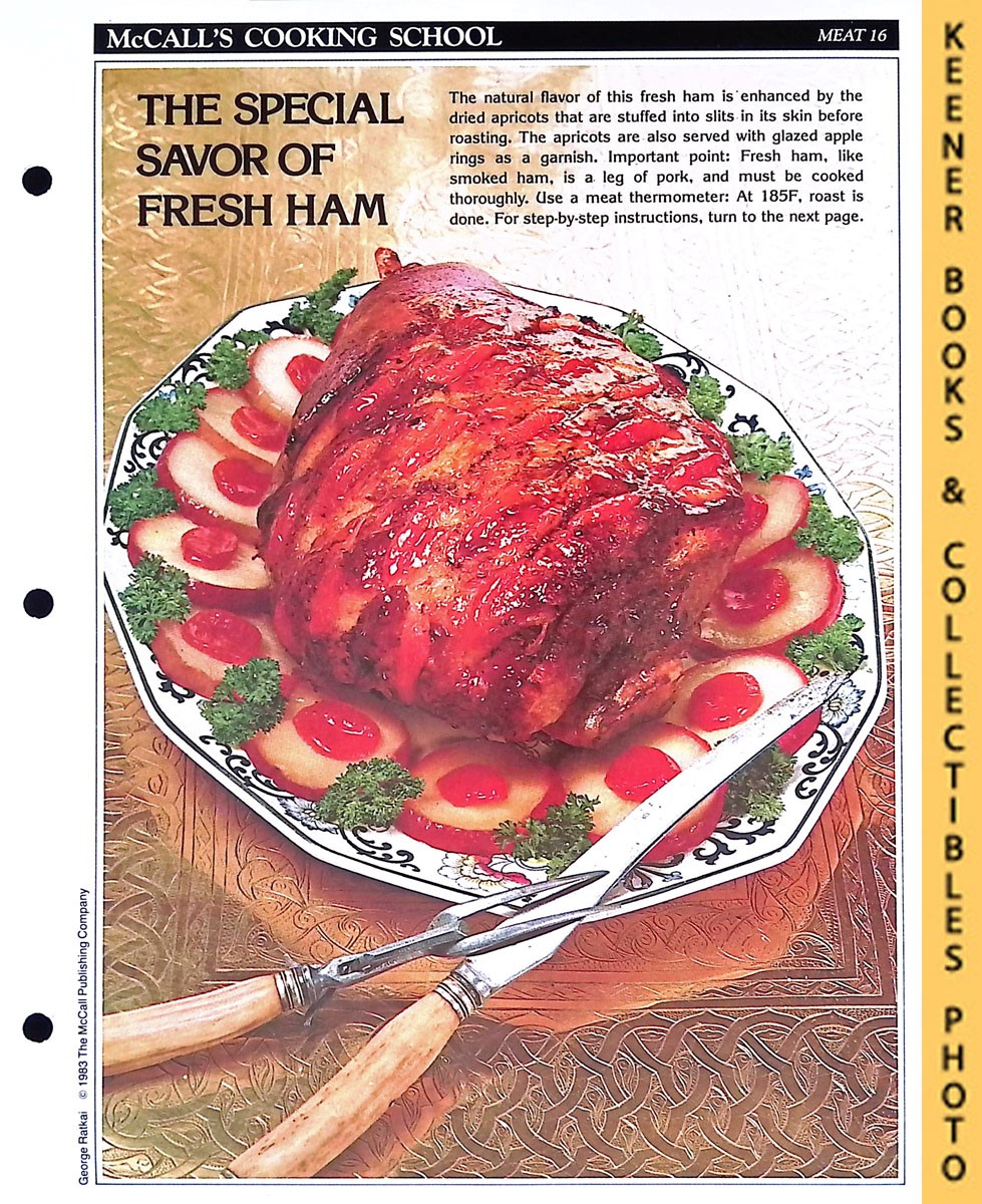 LANGAN, MARIANNE / WING, LUCY (EDITORS) - Mccall's Cooking School Recipe Card: Meat 16 - Roast Fresh Ham with Apricot Stuffing : Replacement Mccall's Recipage or Recipe Card for 3-Ring Binders : Mccall's Cooking School Cookbook Series