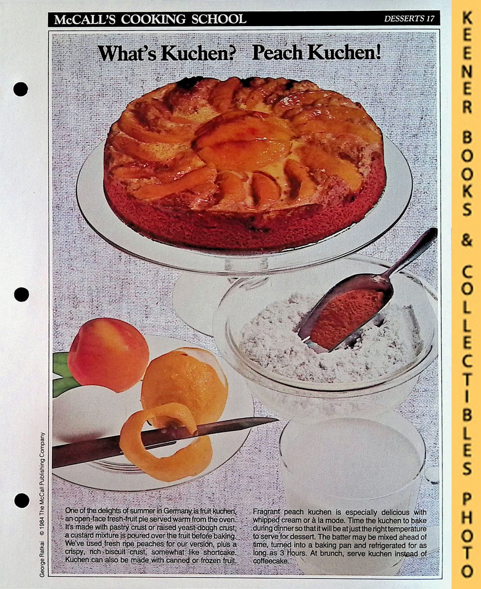 LANGAN, MARIANNE / WING, LUCY (EDITORS) - Mccall's Cooking School Recipe Card: Desserts 17 - Fresh Peach Kuchen : Replacement Mccall's Recipage or Recipe Card for 3-Ring Binders : Mccall's Cooking School Cookbook Series