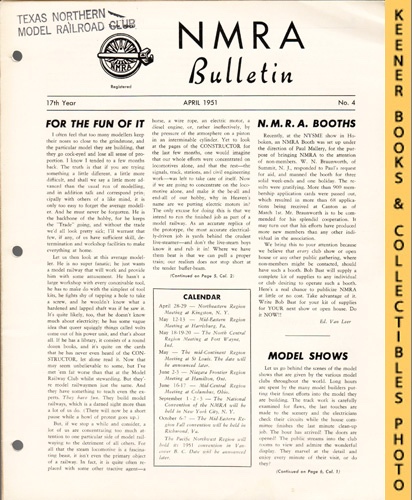 HARLAN, ENOCH L. (EDITOR) - Nmra Bulletin Magazine, April 1951: 17th Year No. 4 : Official Publication of the National Model Railroad Association Series