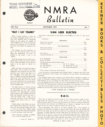 HARLAN, ENOCH L. (EDITOR) - Nmra Bulletin Magazine, September 1951: 18th Year No. 1 : Official Publication of the National Model Railroad Association Series