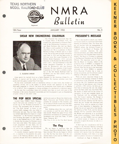 HARLAN, ENOCH L. (EDITOR) - Nmra Bulletin Magazine, January 1952: 18th Year No. 5 : Official Publication of the National Model Railroad Association Series
