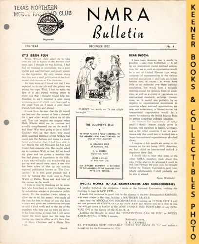 HARLAN, ENOCH L. (EDITOR) - Nmra Bulletin Magazine, December 1952: 19th Year No. 4 : Official Publication of the National Model Railroad Association Series